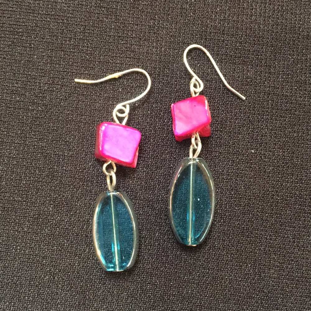 Pink and turquoise earrings